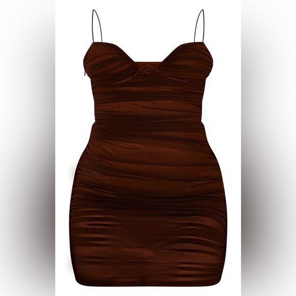 PrettyLittleThing ruched mesh underwire bodycon dress - Picture 4 of 9